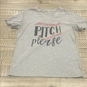 Gray and Red Short Sleeve Tee with Bold Script